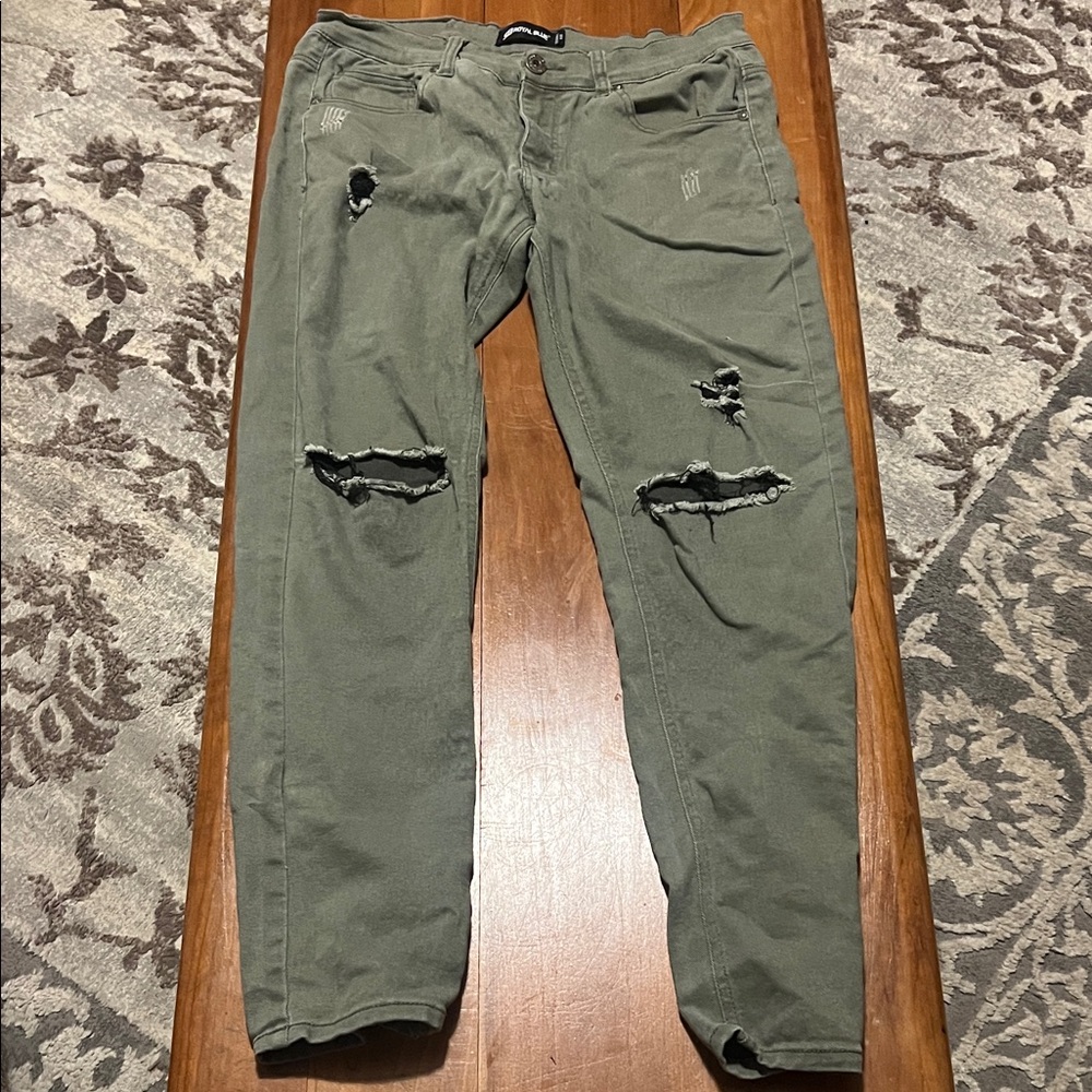 Men's Skinny Jeans in Olive Green